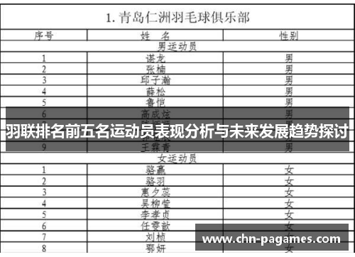 羽联排名前五名运动员表现分析与未来发展趋势探讨