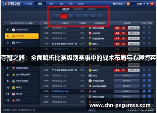 夺冠之路：全面解析比赛级别赛事中的战术布局与心理博弈